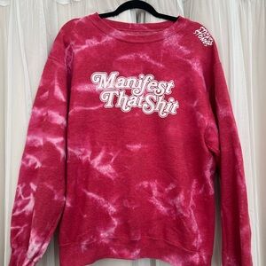 Manifest That Shit Red Tie-Dye Crew Neck Sweater